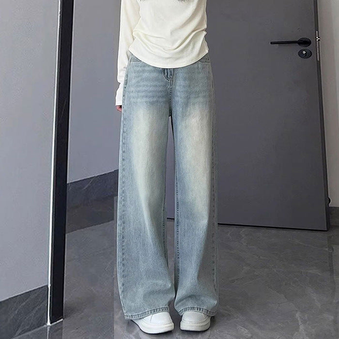Womens High Waisted Wide Leg Denim Pants