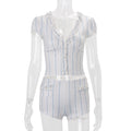 Womens Striped Cardigan and Shorts