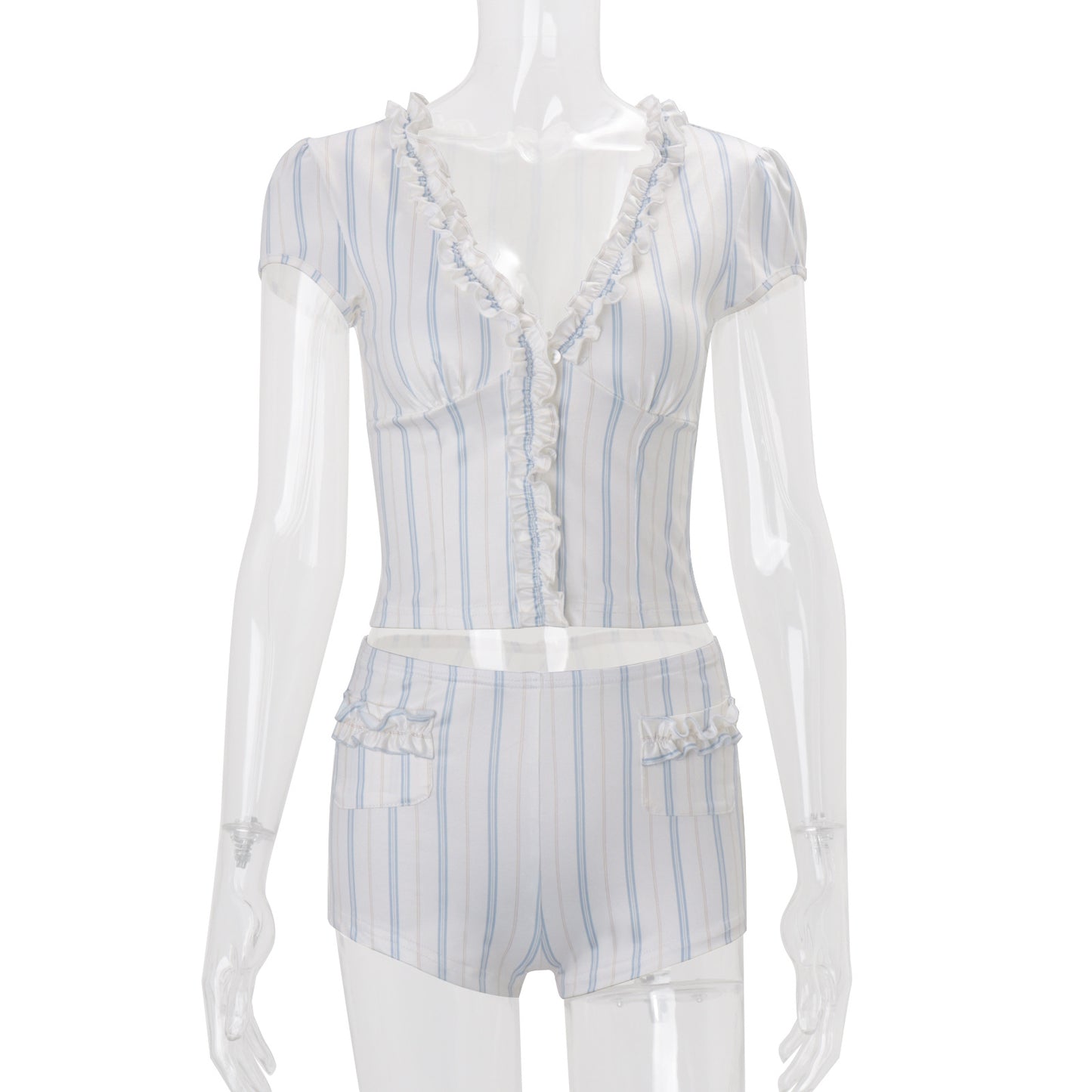 Womens Striped Cardigan and Shorts