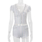 Womens Striped Cardigan and Shorts