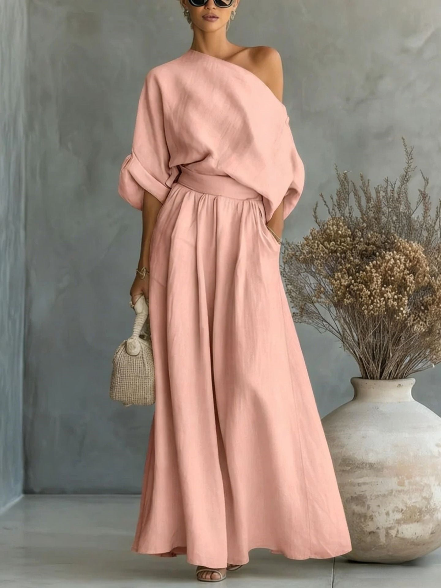 Elegant Off-Shoulder Top and Pants