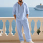 Mens Linen Hooded Sweatshirt and Pants Set