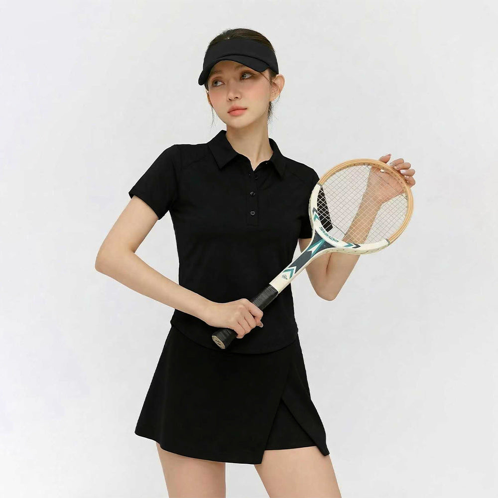 Womens Sports Polo Shirt Stretch Fabric Cooling Athletic Top