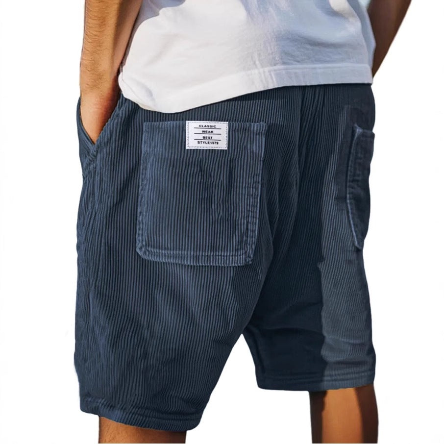Mens Vintage Corduroy Shorts with Multiple Pockets