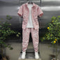 Two-piece embossed short pants for men