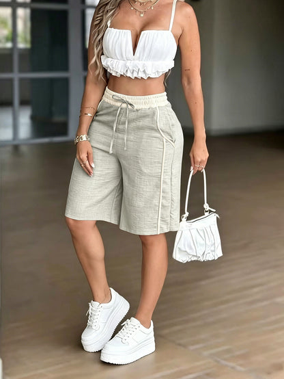 Womens High Waisted Wide Leg Shorts