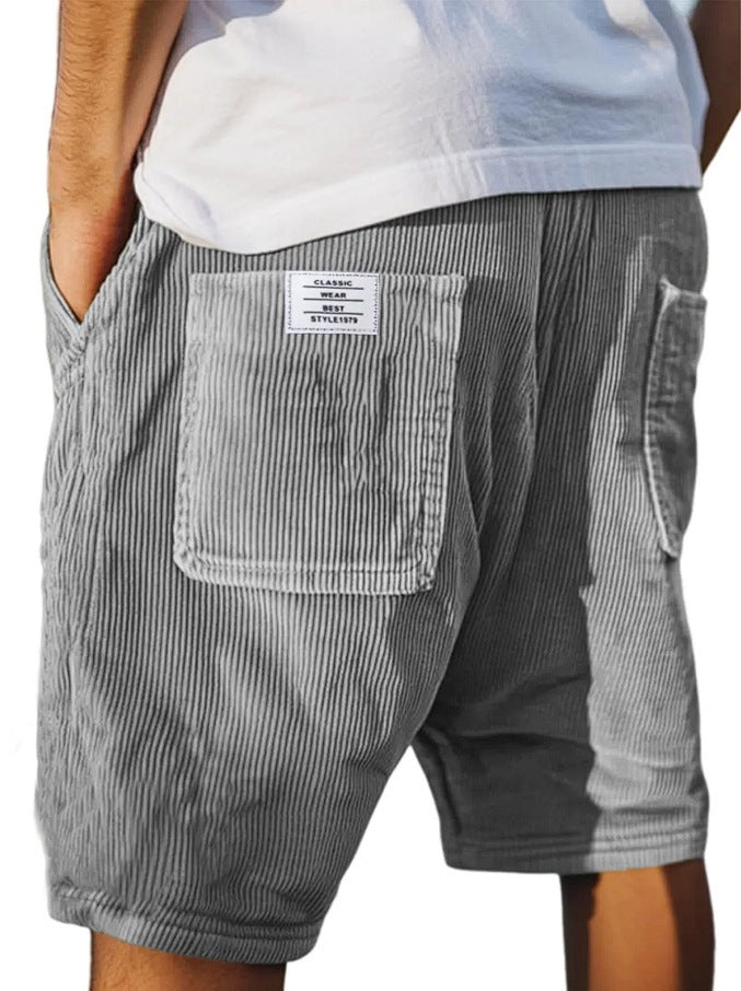 Mens Vintage Corduroy Shorts with Multiple Pockets