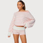 Women's Solid Color Sweater and Short Skirt Set
