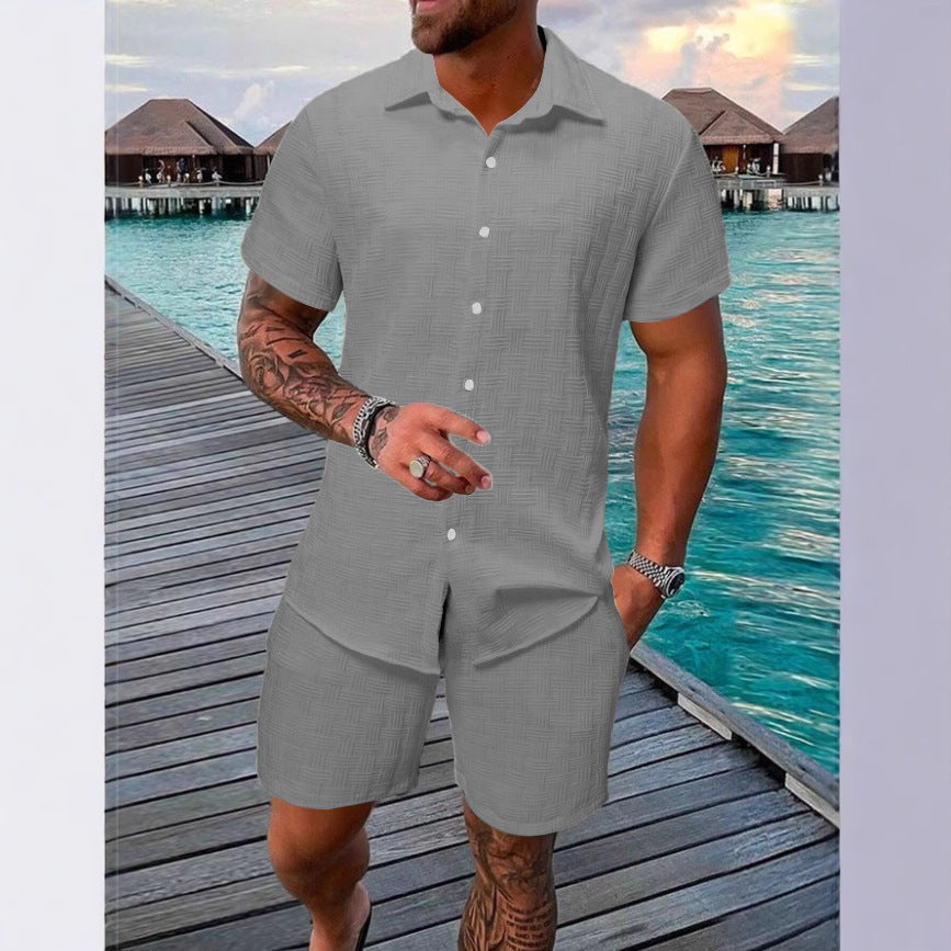 Men's vacation casual shirt and shorts set