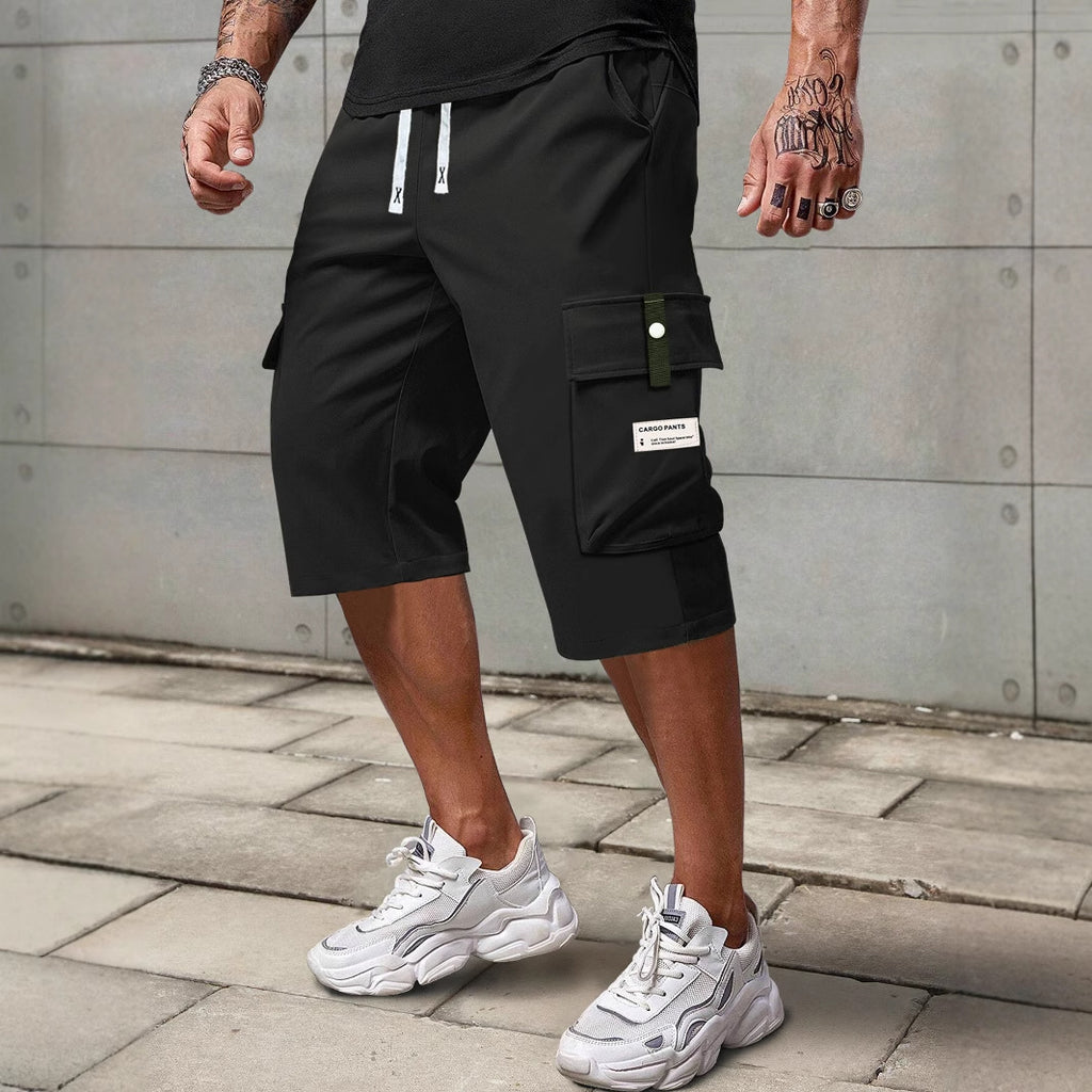 Mens Summer Cargo Shorts Straight Cropped Pants
