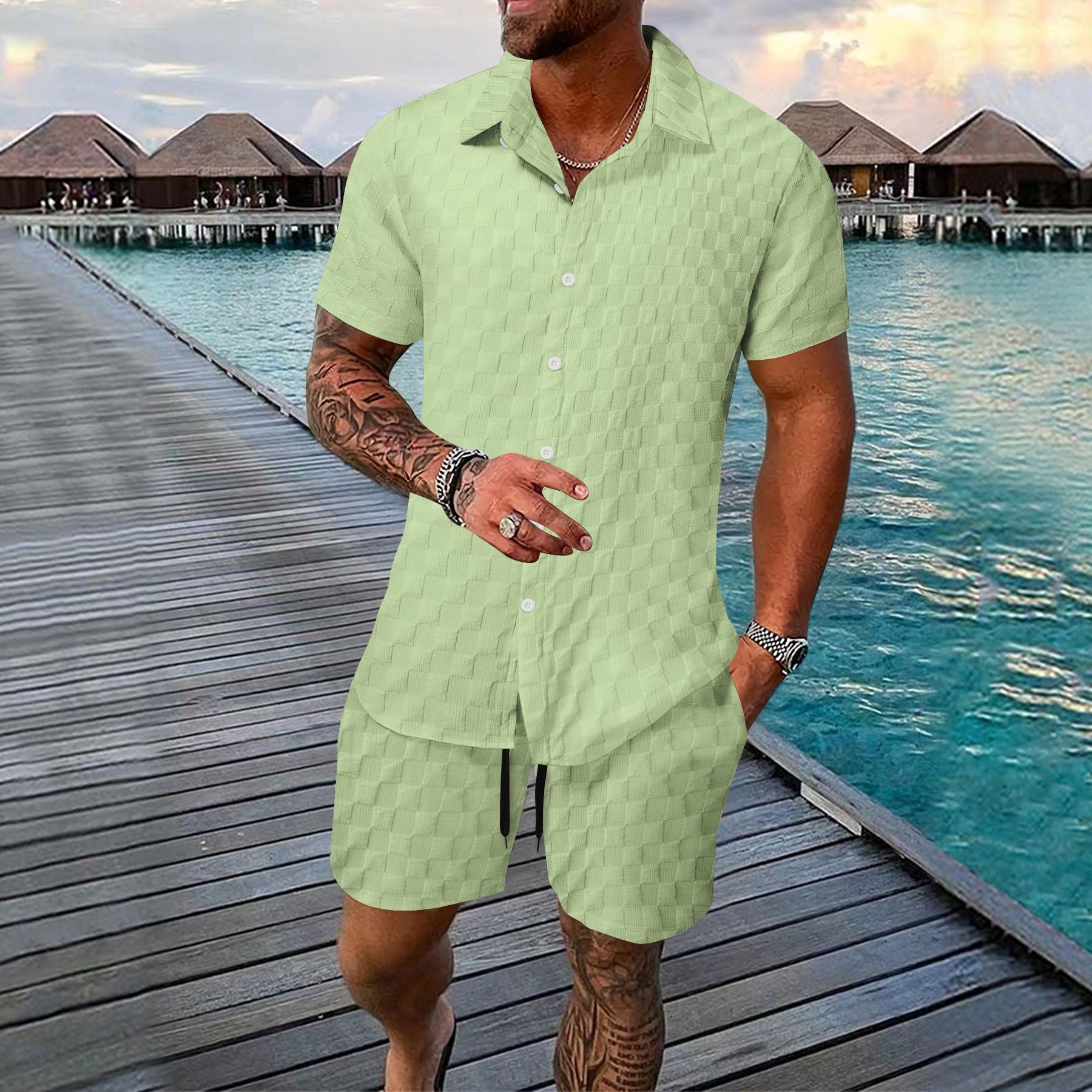 Men's Casual Summer Shirt and Shorts Set