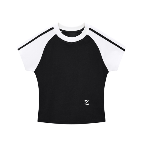 Contrast Stripes Bodycon Raglan  Sleeve T-Shirt