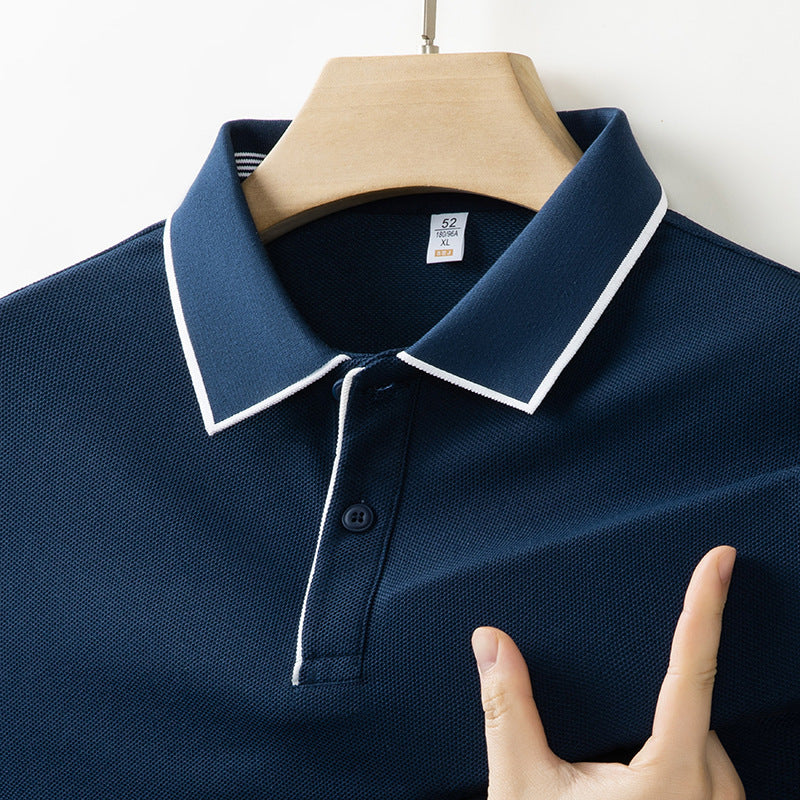 Mens Solid Color Lapel Polo Shirt