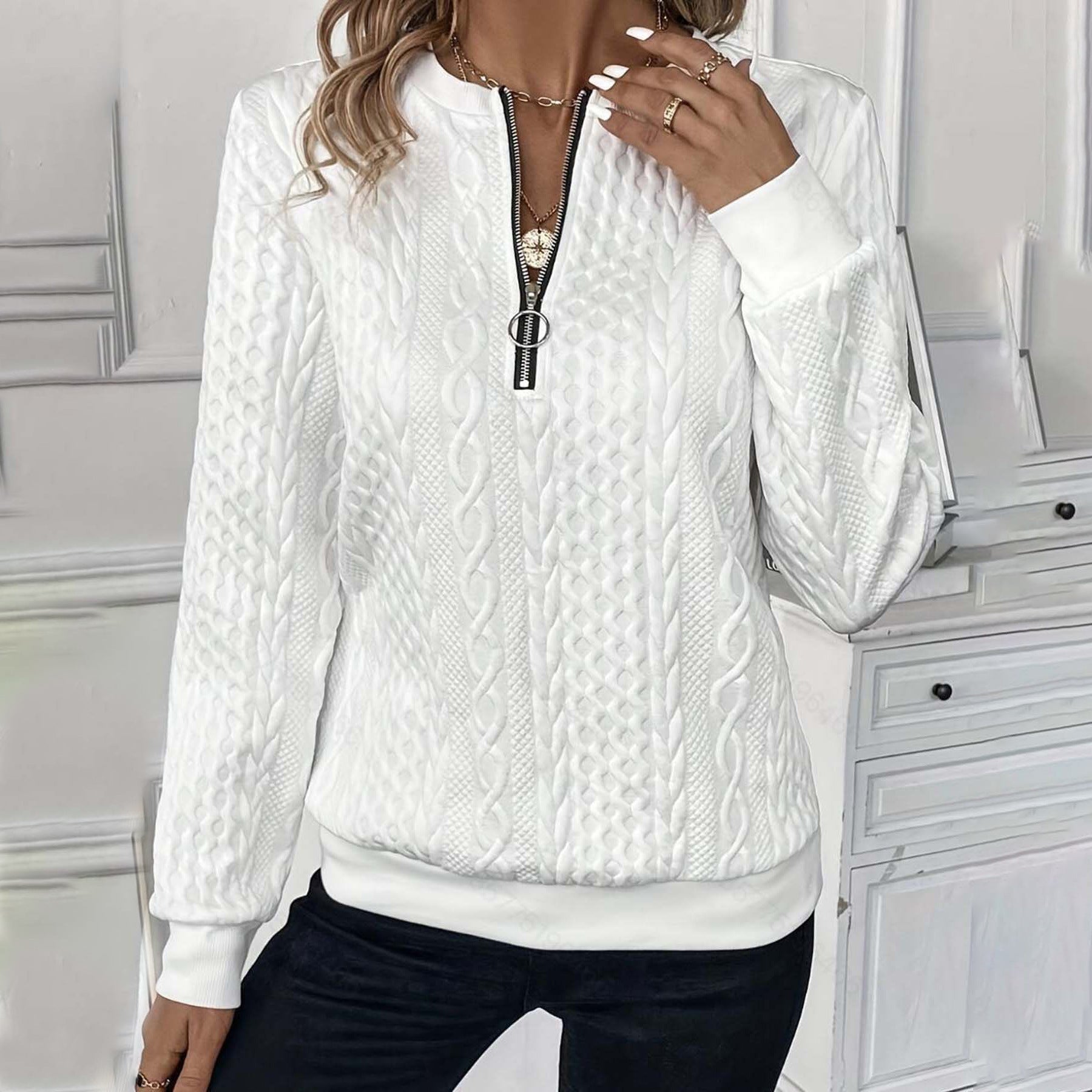 Womens Zipper Front Sweatshirt