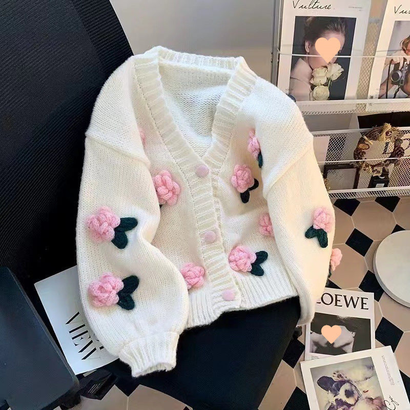 Womens Floral Knitted Cardigan