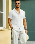 Mens Casual Short Sleeve Cardigan Shirt