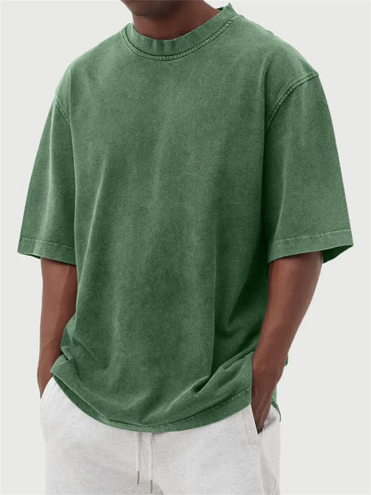 Mens Washed Cotton Pullover T-Shirt