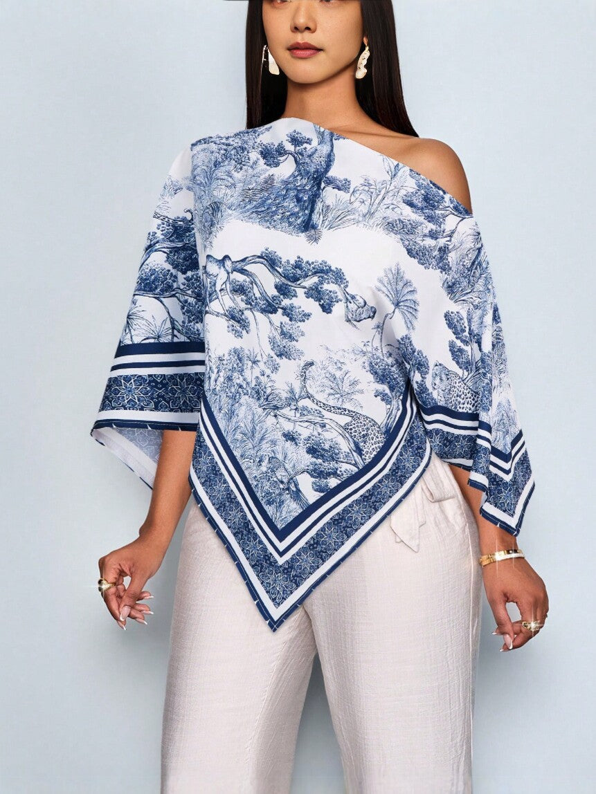 Printed Off-Shoulder Blouse