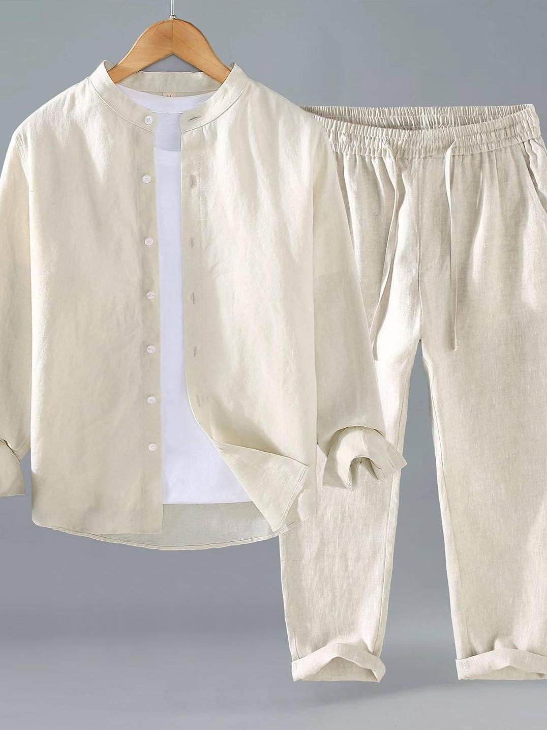Mens Linen Shirt and Pants Set