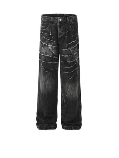 Lightning stripe washed straight leg jeans