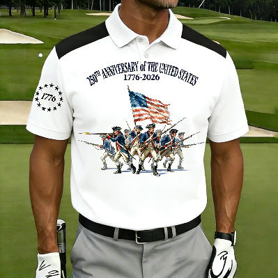 Mens Flag Print Polo Shirt