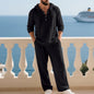 Mens Linen Hooded Sweatshirt and Pants Set