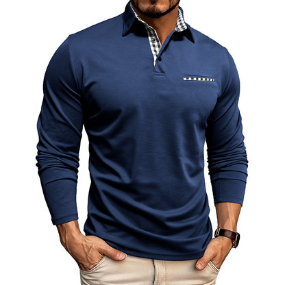 Mens Breathable Polo Shirt Long Sleeve