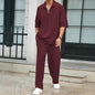 Men's Short Sleeve Shirt and Trousers Casual Set