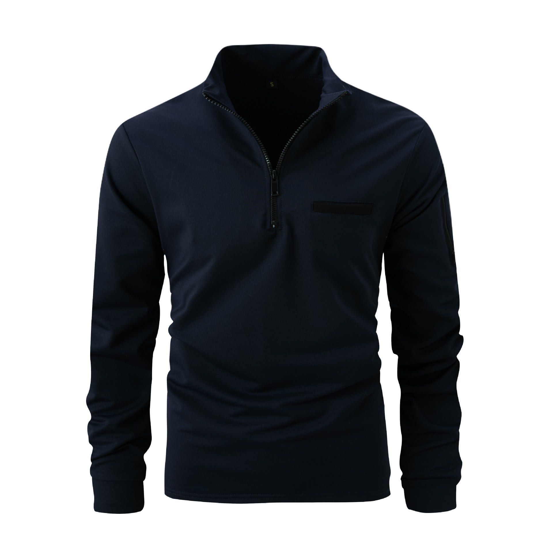 Mens Long Sleeve Zipper Detail Polo Shirt