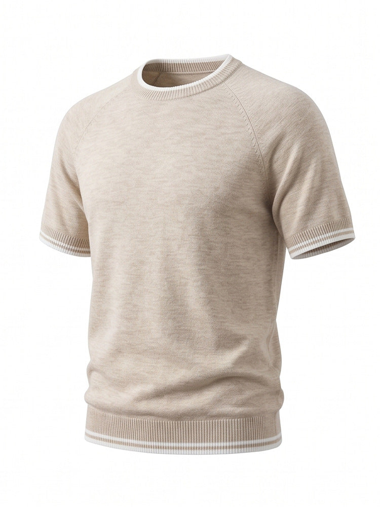 Men's Summer Cotton Linen Blend Short Sleeve Knit T-Shirt