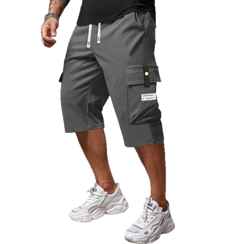 Mens Summer Cargo Shorts Straight Cropped Pants