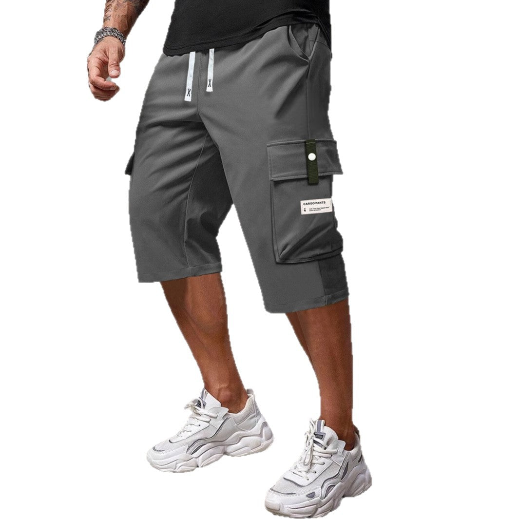 Mens Summer Cargo Shorts Straight Cropped Pants
