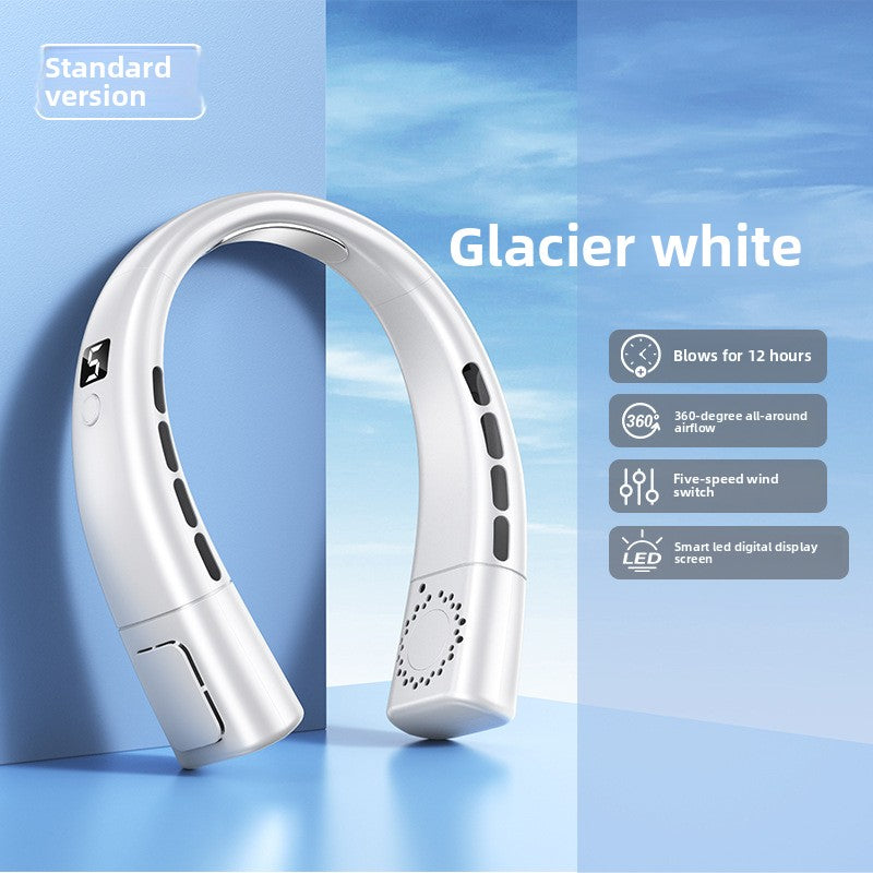 USB Rechargeable Neck Hanging Fan with Silent Bladeless Design
