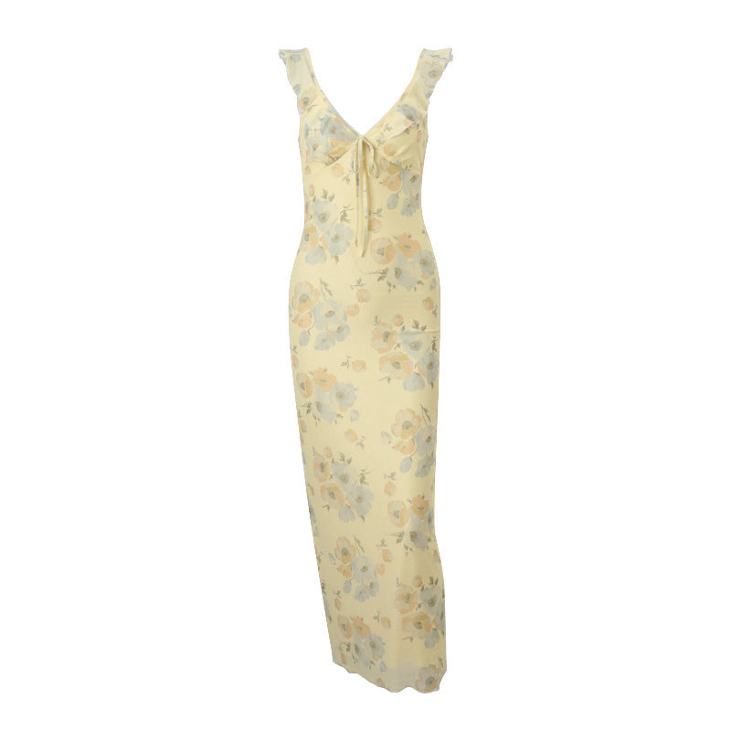 Womens Vintage Print Sling Dress