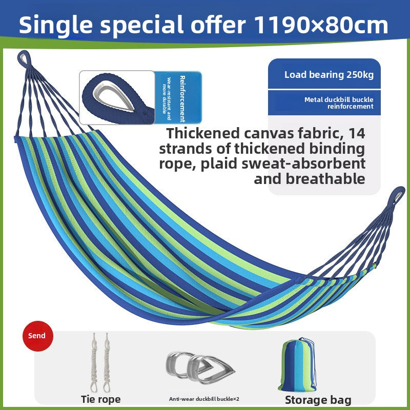 Thickened Nylon Outdoor Hammock Anti-Rollover Striped Swing Bed