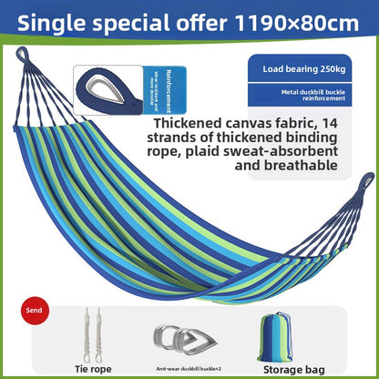Thickened Nylon Outdoor Hammock Anti-Rollover Striped Swing Bed