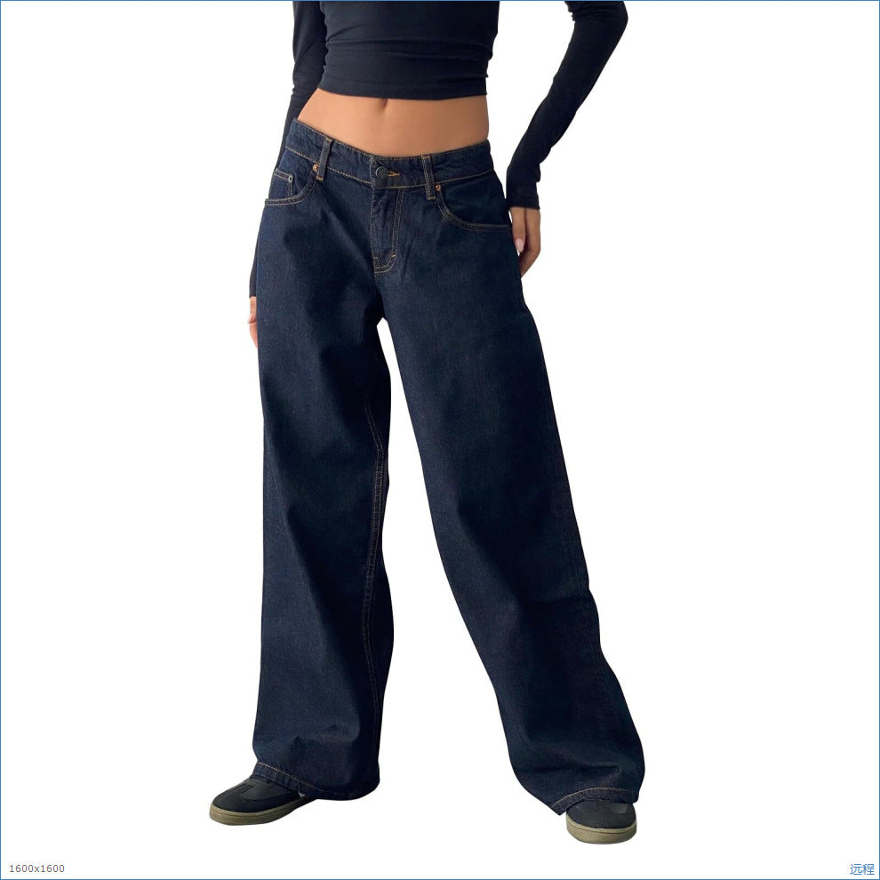 Womens High Waist Straight Leg Denim Jeans