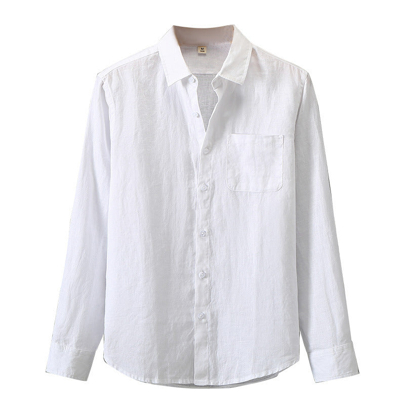 Mens Linen Long Sleeve Casual Shirt