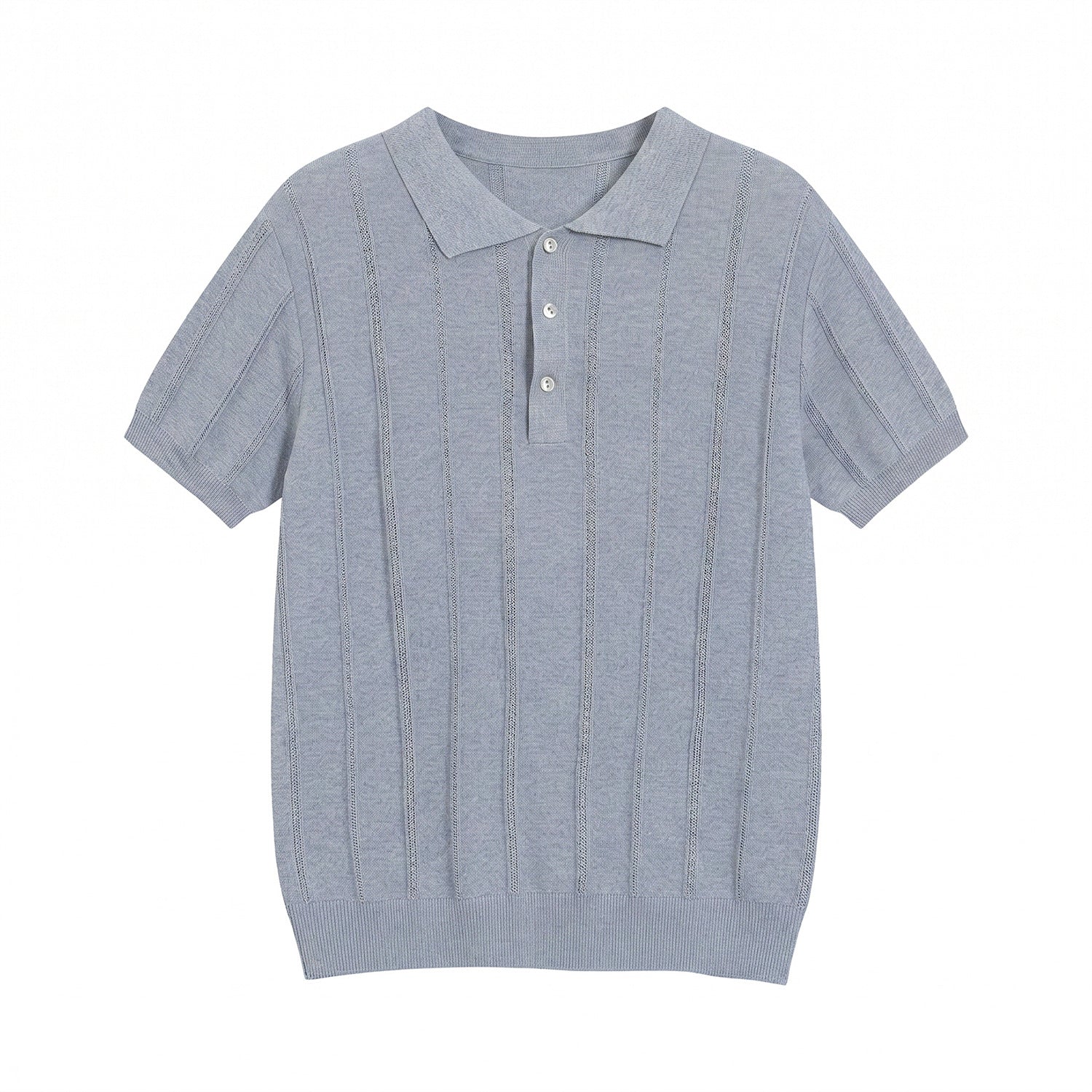 Classic Striped Knit Polo Shirt