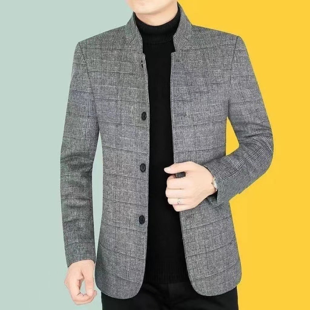 Mens Casual Suit Jacket with Flat Collar
