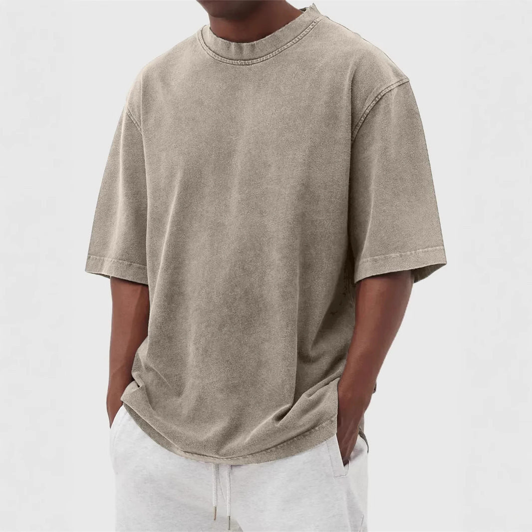 Mens Washed Cotton Pullover T-Shirt