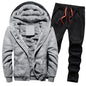 Men's thickened fleece-lined hoodie set