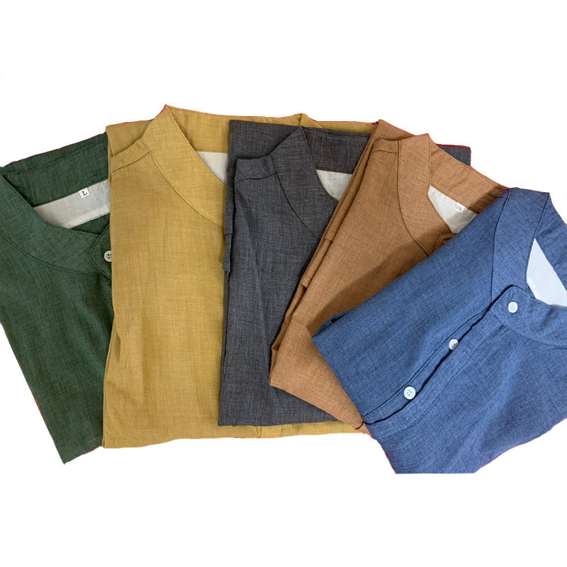 Mens Long Sleeve Stand Collar Shirt