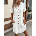 Womens V-Neck Button Shirt Dress