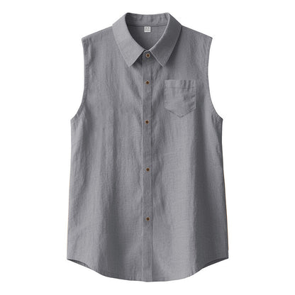 Men's Sleeveless Linen Shirt Vest