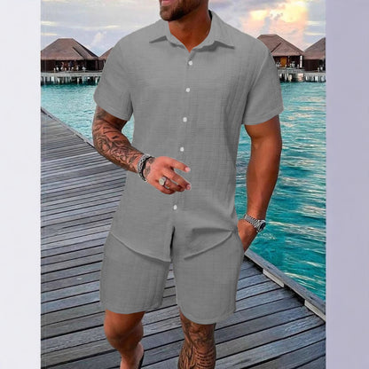 Men's vacation casual shirt and shorts set