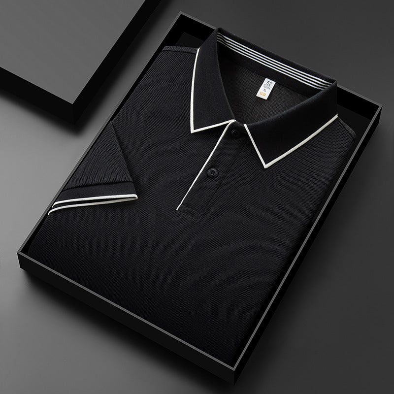 Mens Solid Color Lapel Polo Shirt