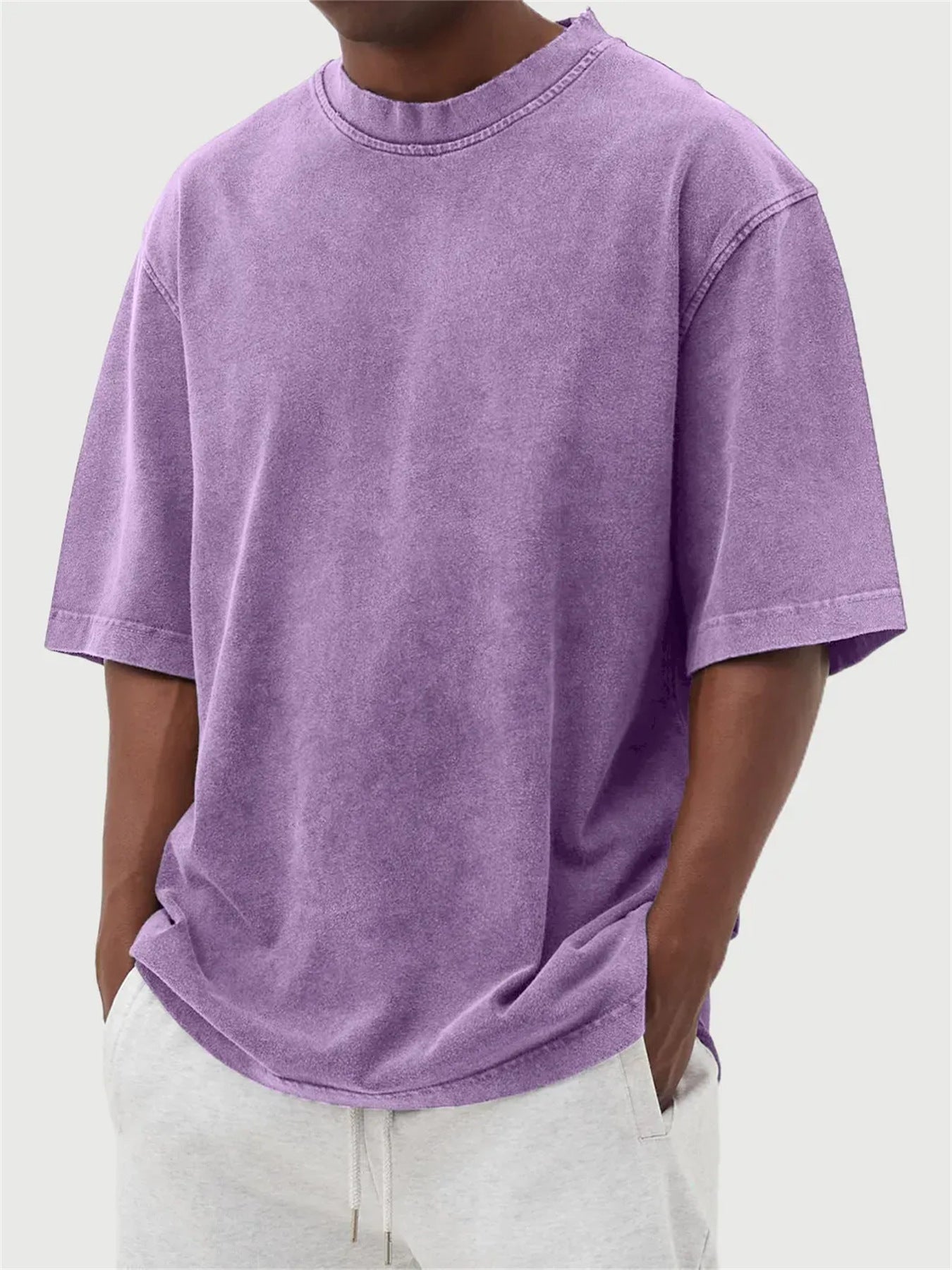 Mens Washed Cotton Pullover T-Shirt