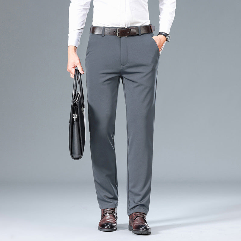 Elastic Straight Leg Casual Trousers for Men