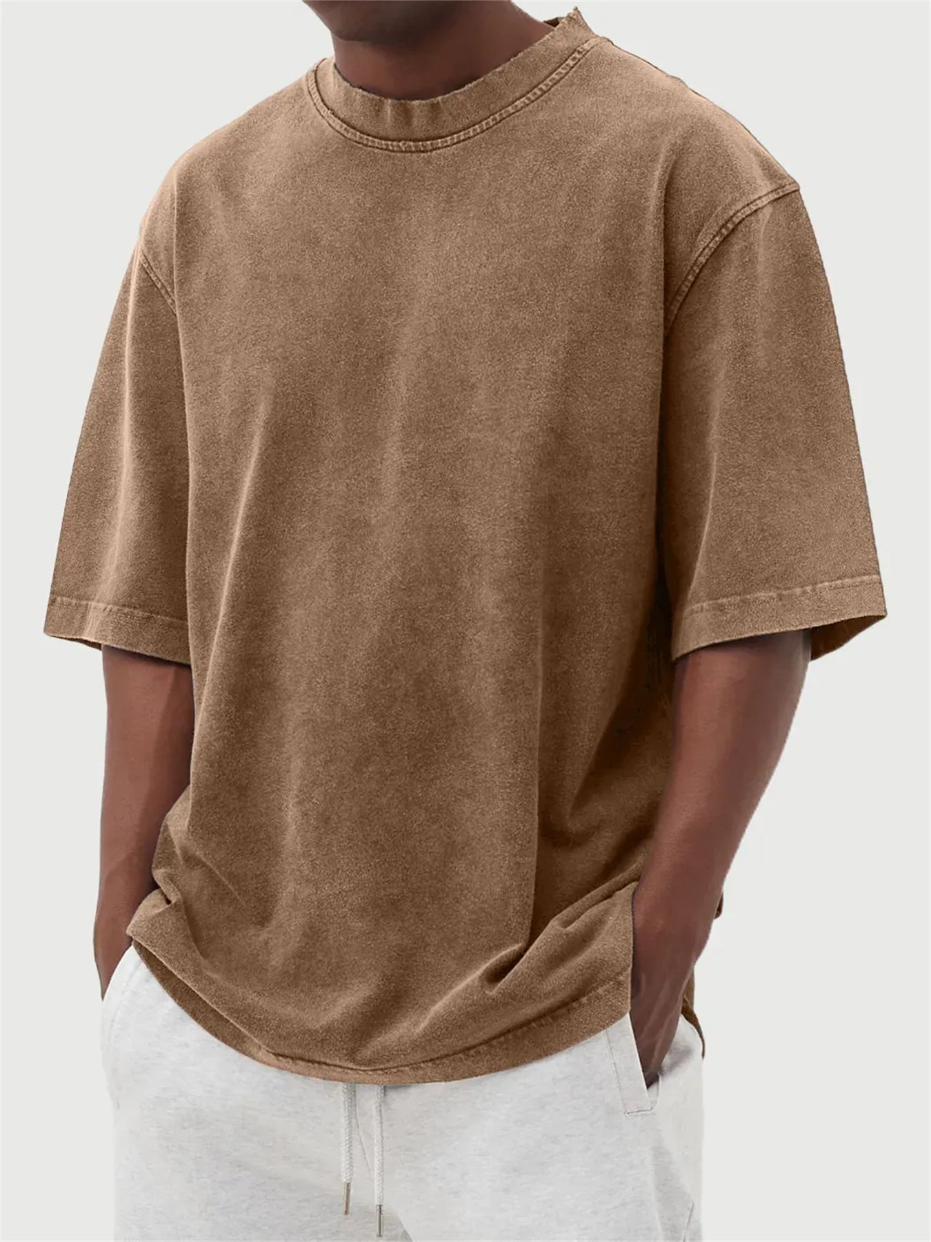 Mens Washed Cotton Pullover T-Shirt